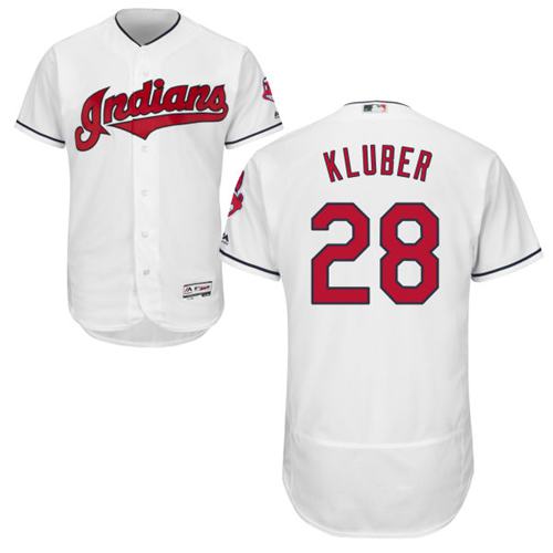 Indians #28 Corey Kluber White Flexbase Authentic Collection Stitched MLB Jersey